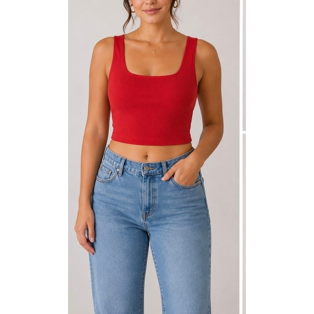 Red Crop Tank Top Size-M